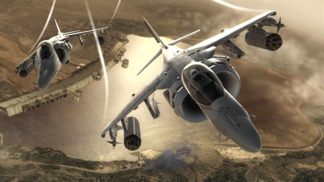 Fighter jets desert smoke flying free wallpaper for desktop - medium preview image