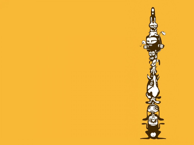 Cartoon characters pole yellow background free wallpaper for desktop - medium preview image