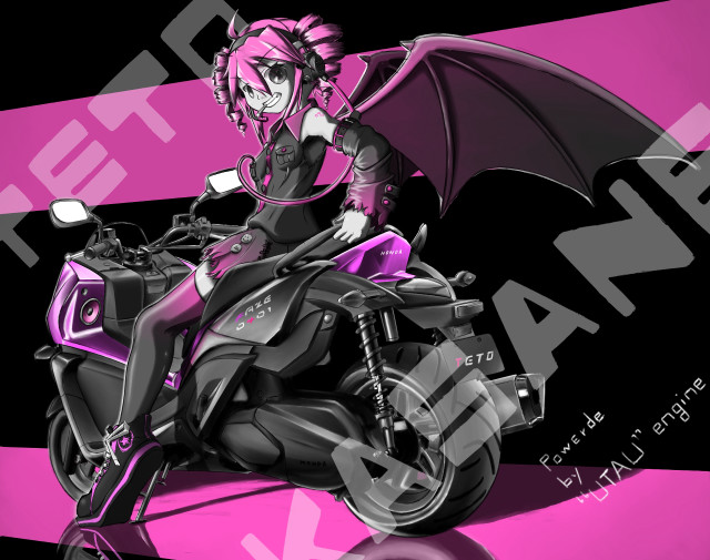 Woman motorcycle bat backseat pink free wallpaper for desktop - medium preview image