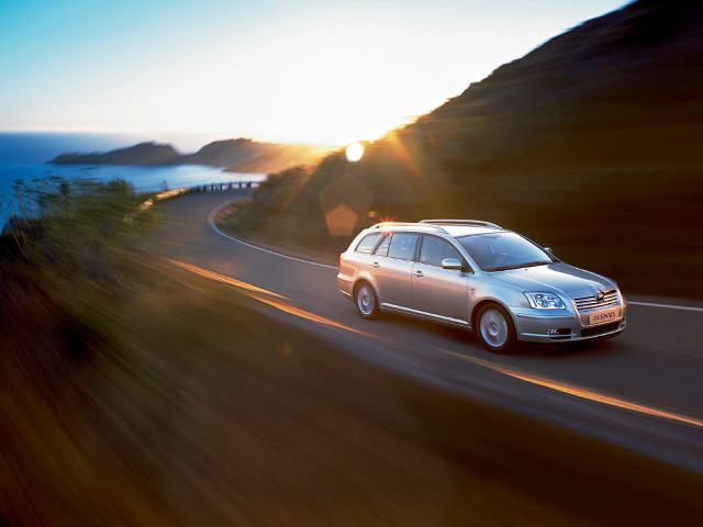 Silver car mountain sunset road free wallpaper for desktop - medium preview image