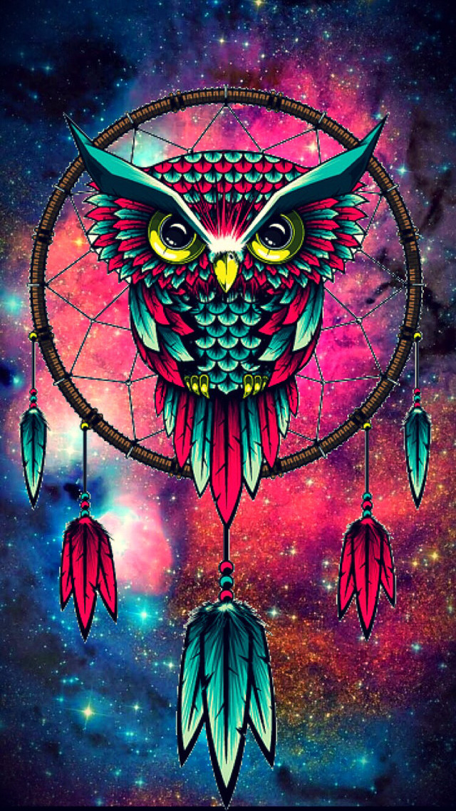 Owl dreamcatcher stars background night free wallpaper for mobile - medium preview image