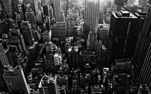 Black white city skyline sunlight #2 free wallpaper for desktop - medium preview image