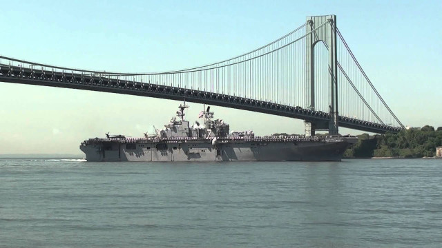 Large ship under bridge water free wallpaper for desktop - medium preview image
