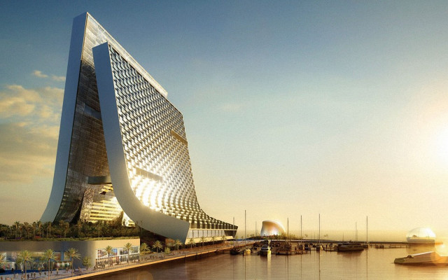 Curved roof building water boats free wallpaper for desktop - medium preview image