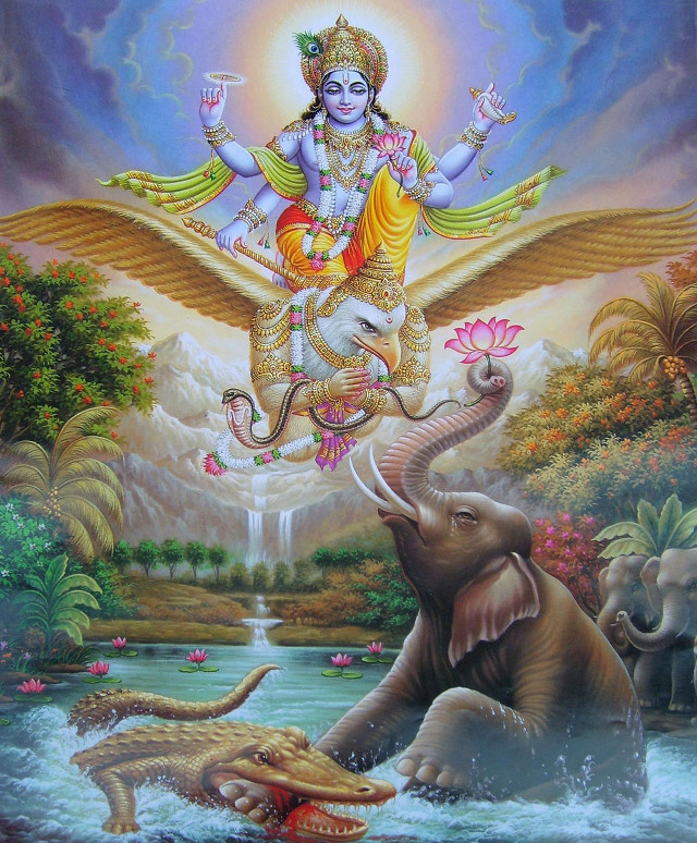 God riding elephant water crocodile free wallpaper for mobile - medium preview image