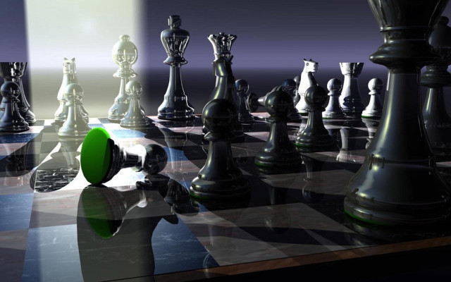 Large chess board green pawn free wallpaper for desktop - medium preview image