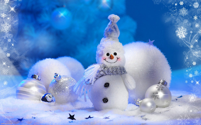 Snowman hat scarf ornaments blue #4 free wallpaper for desktop - medium preview image