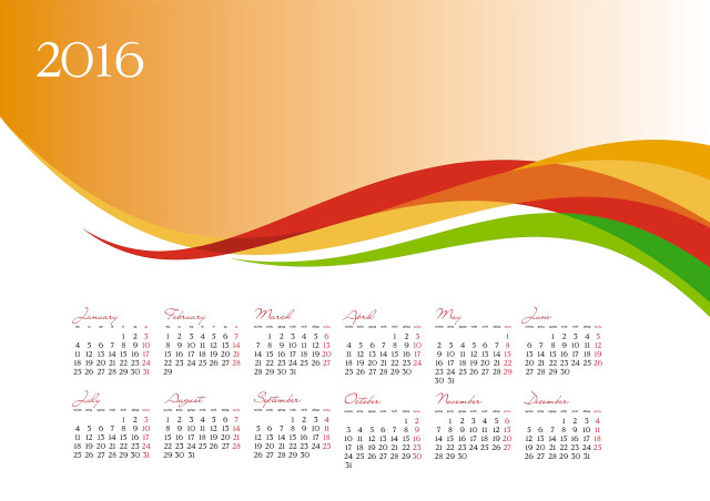 Colorful calendar wave white background free wallpaper for desktop - medium preview image