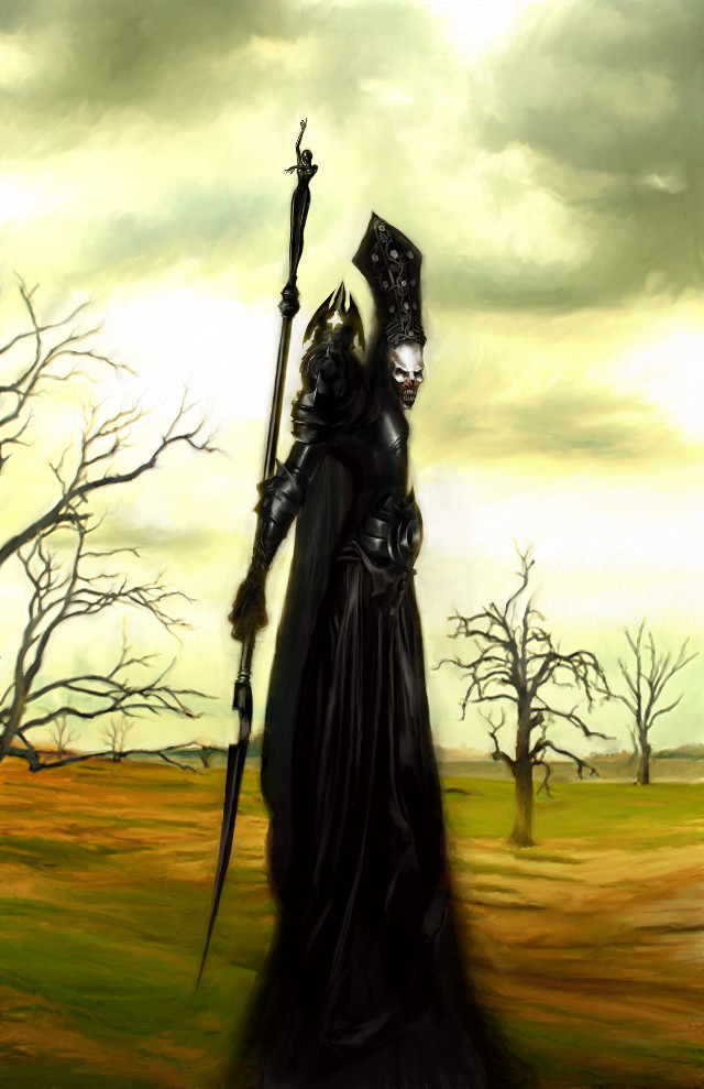 Woman black dress holding sceptacle free wallpaper for mobile - medium preview image