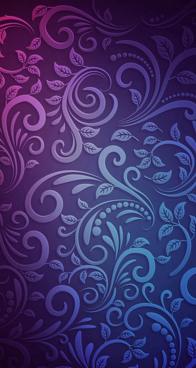 Blue pink background swirls leaves free wallpaper for mobile - medium preview image