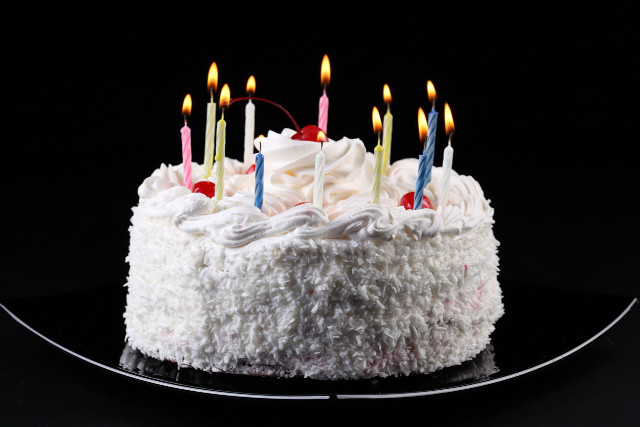 Cake white frosting lit candles free wallpaper for desktop - medium preview image