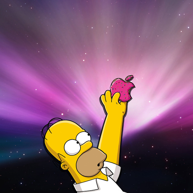 Cartoon character holding donut purple free wallpaper for tablet - medium preview image