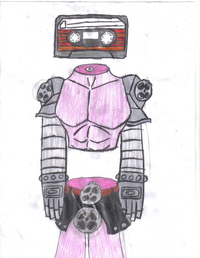 Robot tape recorder dog drawing free wallpaper for mobile - medium preview image