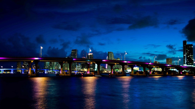 Bridge water night lights city #11 free wallpaper for desktop - medium preview image