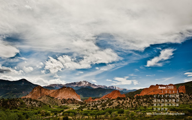 Scenic mountains cloudy sky calendar free wallpaper for desktop - medium preview image