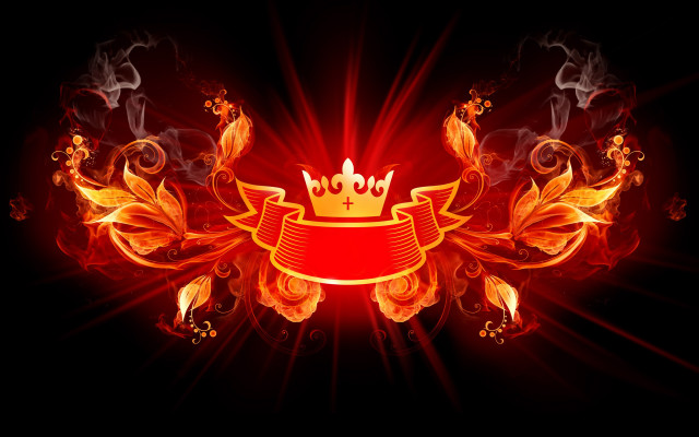 Red yellow background crown flames free wallpaper for desktop - medium preview image