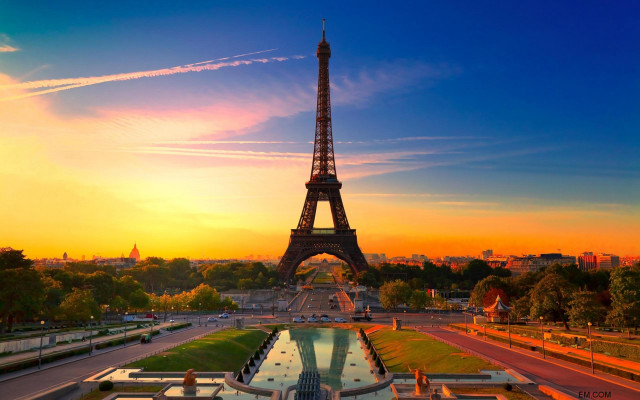 Eiffel tower sunset paris beautiful free wallpaper for desktop - medium preview image