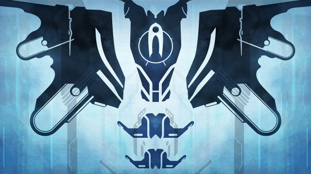 Futuristic gun pistols blue background free wallpaper for desktop - medium preview image