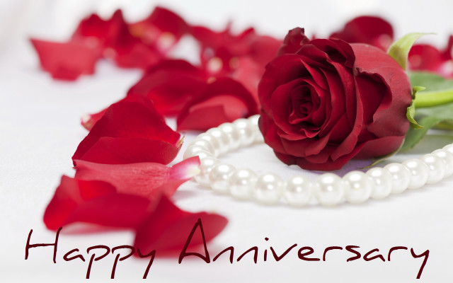 Rose pearl necklace anniversary message free wallpaper for desktop - medium preview image