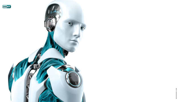 Robot blue scarf headphones cybernetics free wallpaper for desktop - medium preview image