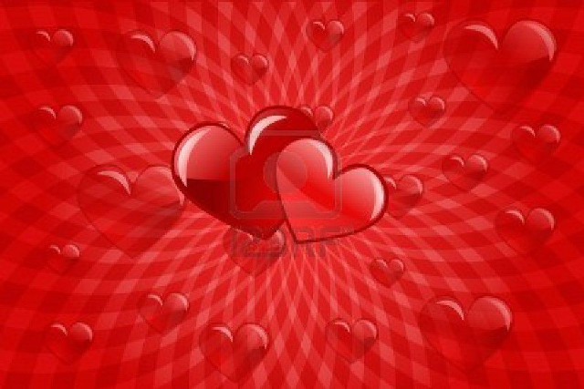 Red background hearts pattern love free wallpaper for desktop - medium preview image
