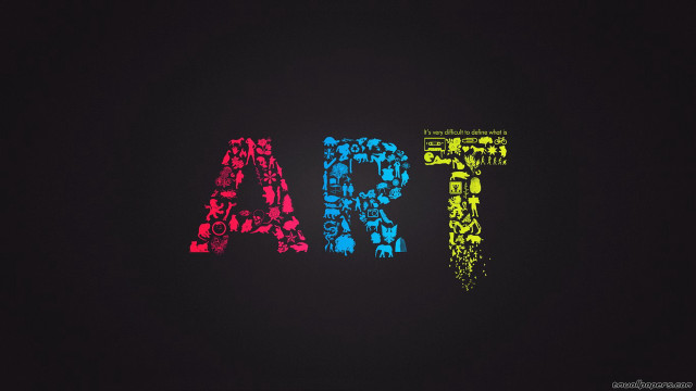 Black background multicolored letters art free wallpaper for desktop - medium preview image