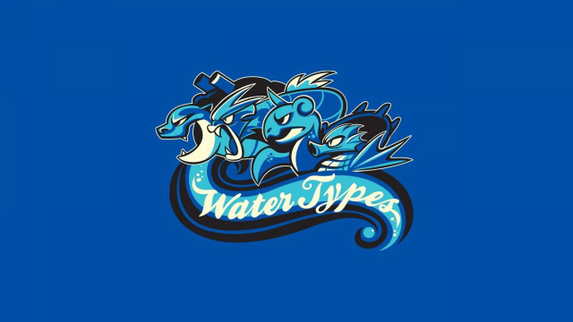 Blue background cartoon character water free wallpaper for desktop - medium preview image