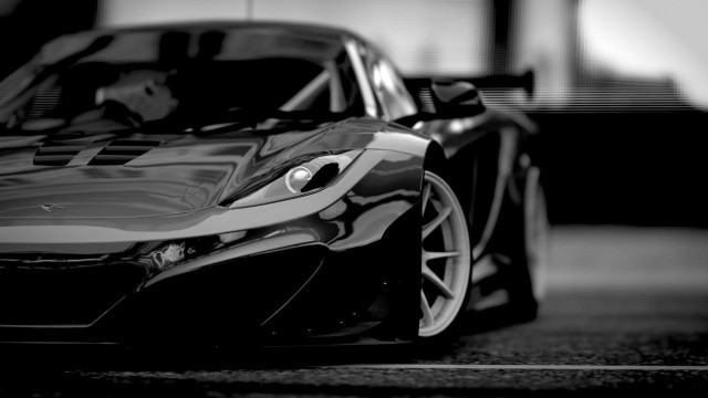 Black white sports car hood #2 free wallpaper for desktop - medium preview image