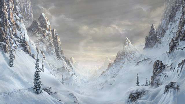 Snowy mountain landscape sky clouds free wallpaper for desktop - medium preview image