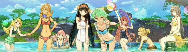 Beach girls bathing suits water free wallpaper for desktop - medium preview image