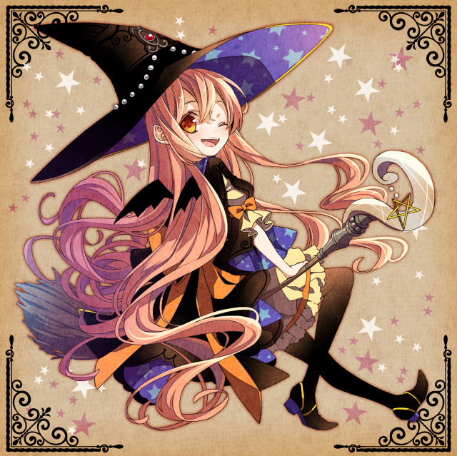 Cartoon character witch hat broom free wallpaper for tablet - medium preview image