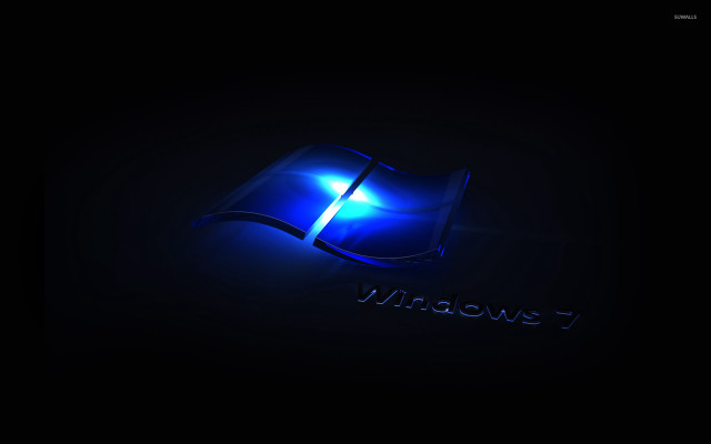 Blue windows 7 logo black free wallpaper for desktop - medium preview image