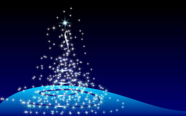Christmas tree stars blue background free wallpaper for desktop - medium preview image