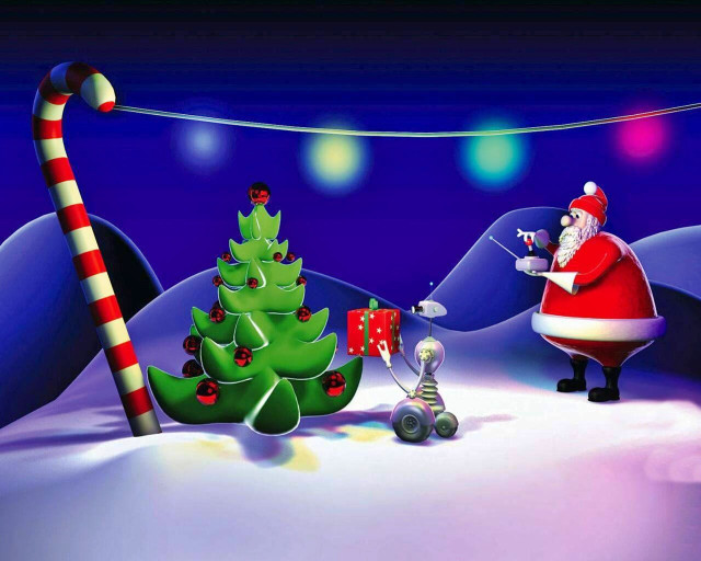 Santa christmas tree candy cane free wallpaper for desktop - medium preview image