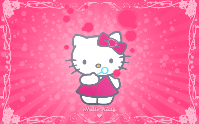 Hello kitty pink hologram pop free wallpaper for desktop - medium preview image