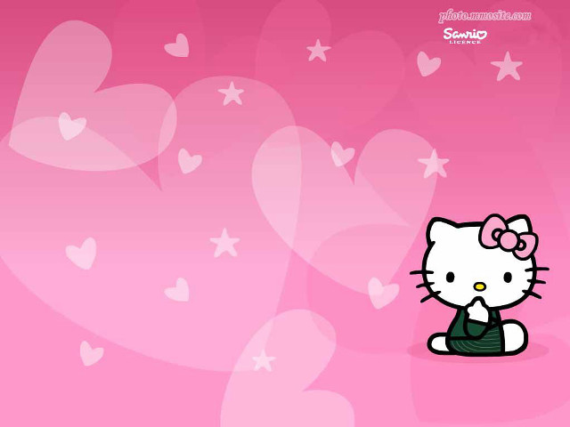 Hello kitty hearts stars pink free wallpaper for desktop - medium preview image