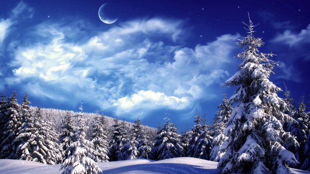 Snowy landscape full moon trees #3 free wallpaper for desktop - medium preview image