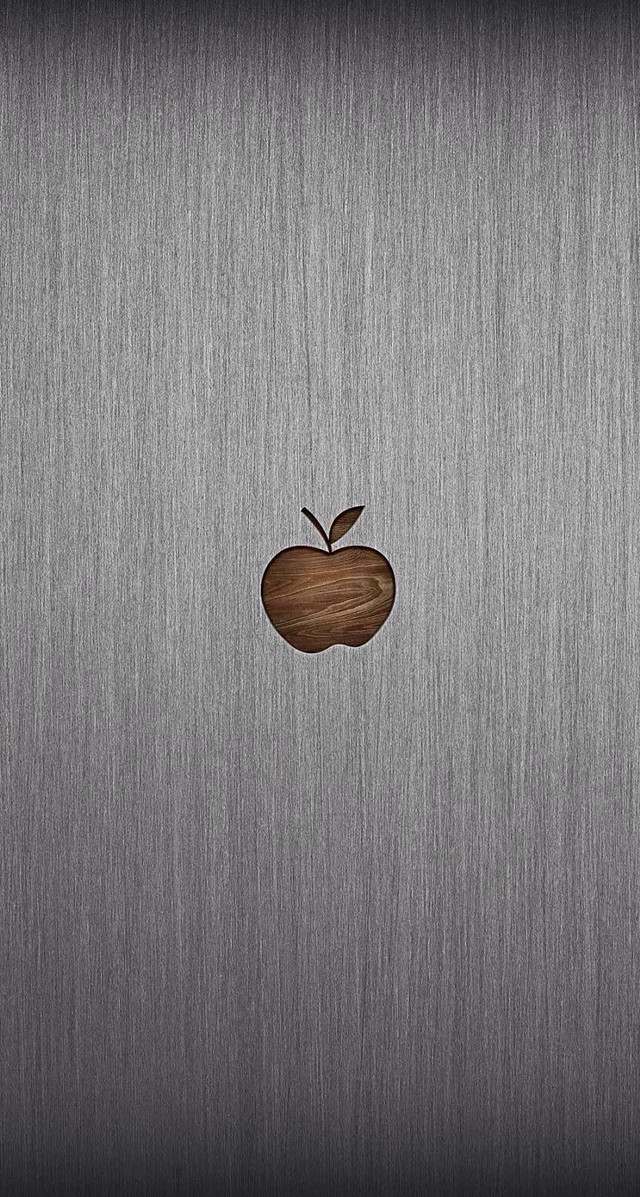 Metal apple wooden screen rendering free wallpaper for mobile - medium preview image
