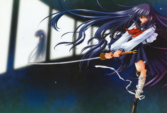 Woman long hair sword demon free wallpaper for desktop - medium preview image