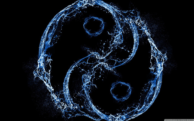 Blue water symbol splash black free wallpaper for desktop - medium preview image
