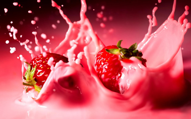 Strawberry splashing pink liquid water #2 free wallpaper for desktop - medium preview image