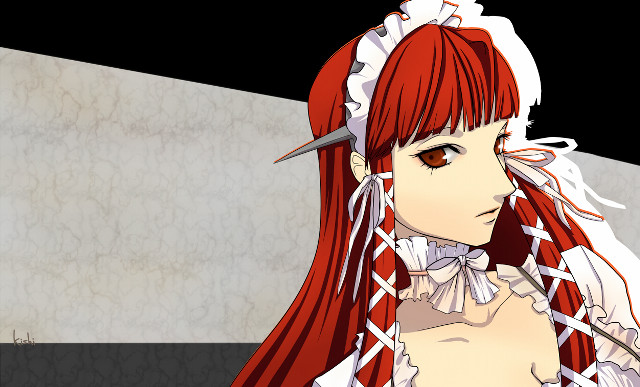 Anime girl red hair white free wallpaper for desktop - medium preview image
