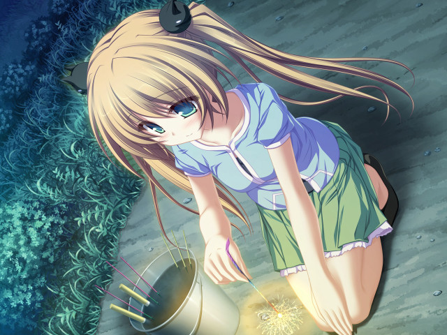 Girl looking pot light fish free wallpaper for desktop - medium preview image