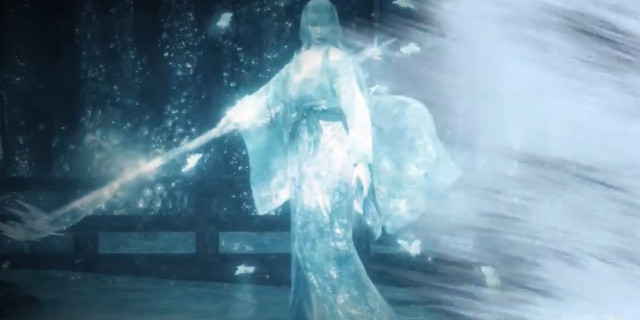 Woman white dress sword dark #2 free wallpaper for desktop - medium preview image