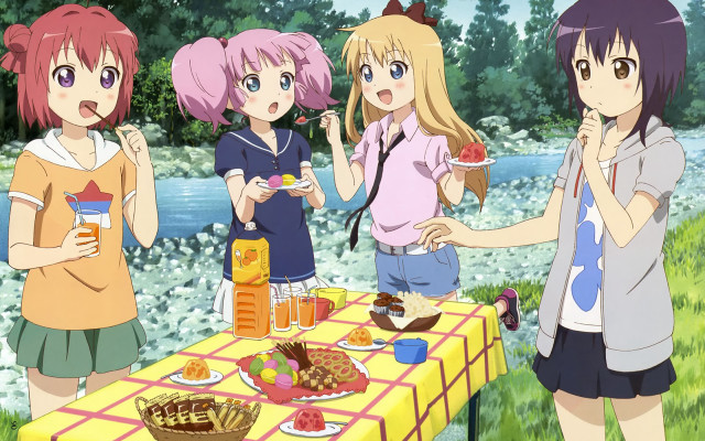 Girls table food drinks fruit free wallpaper for desktop - medium preview image