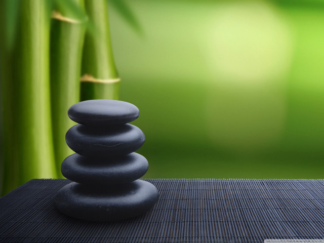 Stacked rocks bamboo mat tranquil free wallpaper for desktop - medium preview image