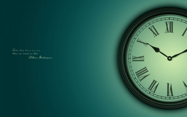 Clock roman numerals green background free wallpaper for desktop - medium preview image