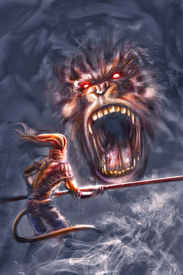 Woman holding sword demon back free wallpaper for mobile - medium preview image