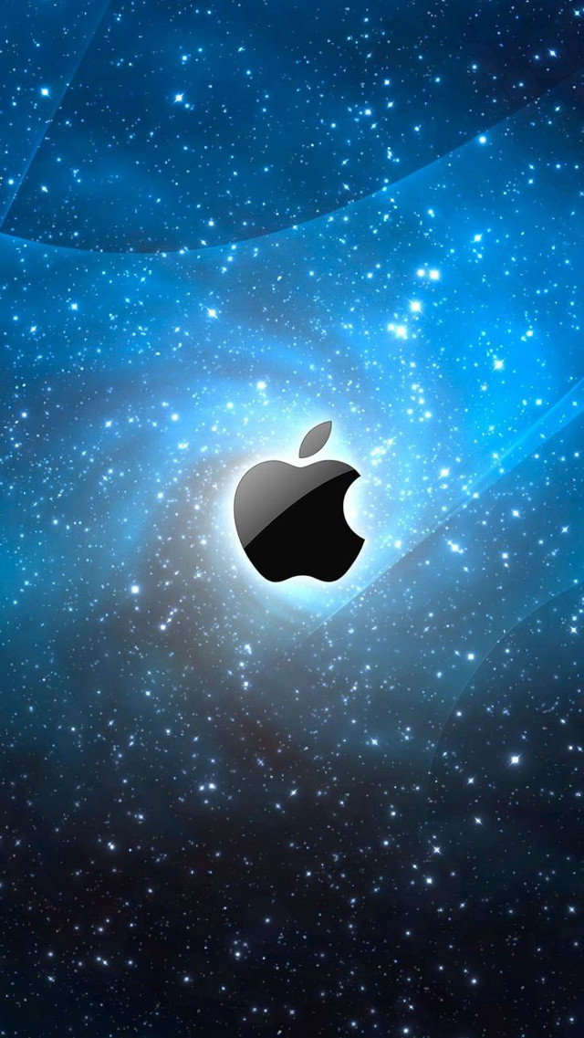 Apple logo blue background stars #5 free wallpaper for mobile - medium preview image