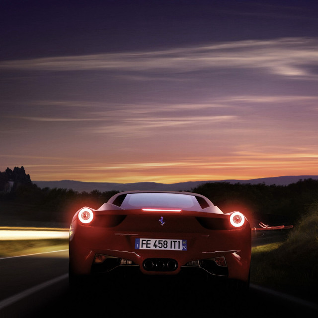 Red sports car night road #10 free wallpaper for tablet - medium preview image